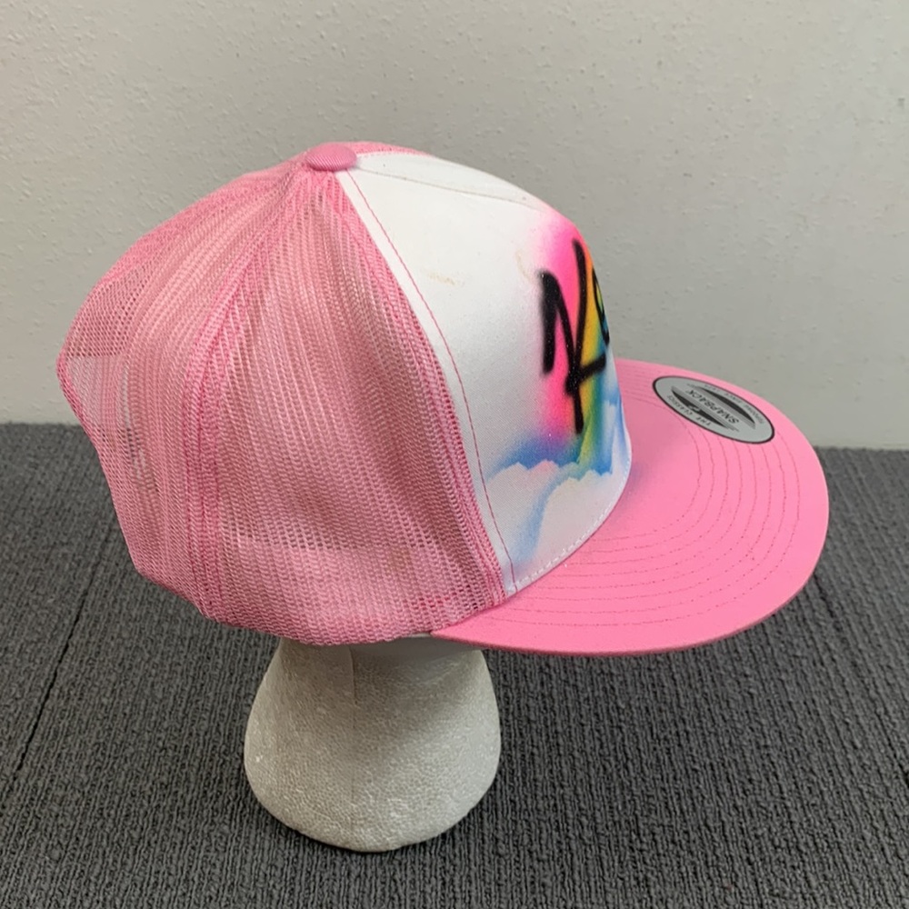 The Classics Yupoong Trucker Hat Womens Adjustable Kelsey Spray Painted Snapback - Picture 10 of 16